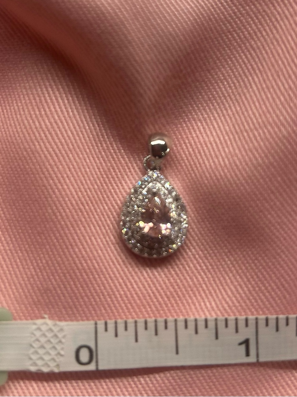 Teardrop Pink Moissanite Halo Pendant - Elegant Sterling Silver
